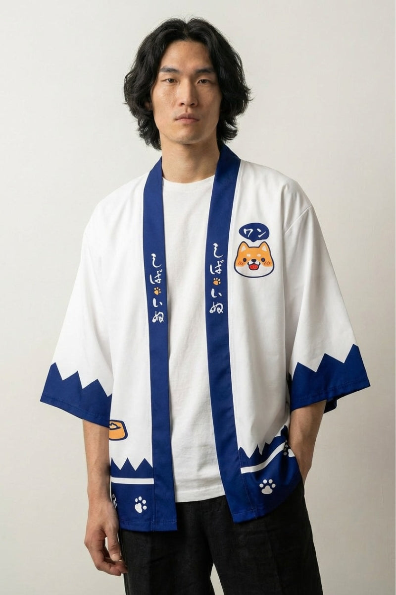 Japanese-style haori kimono with Shiba Inu motif
