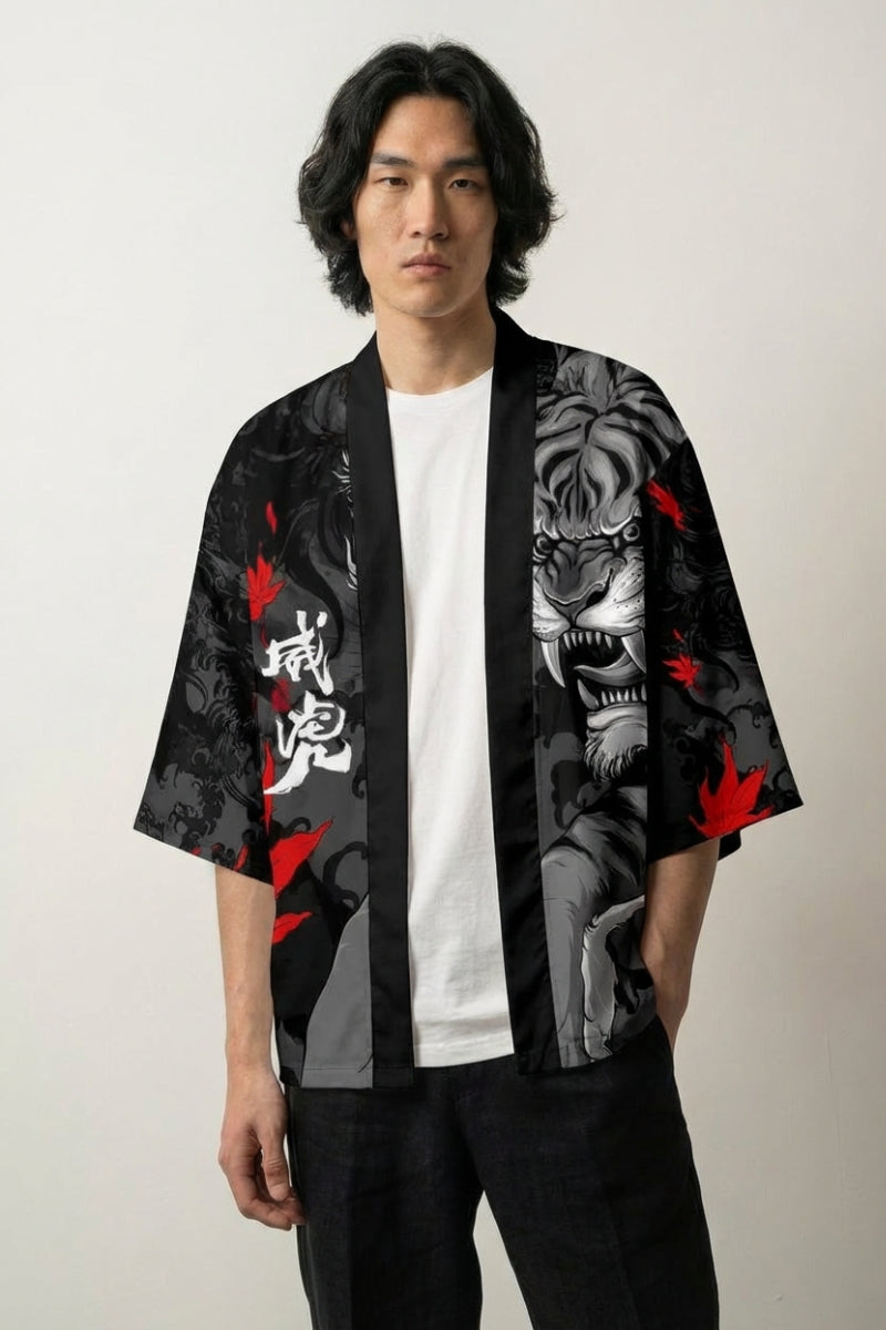 Japanese-style haori with tiger print