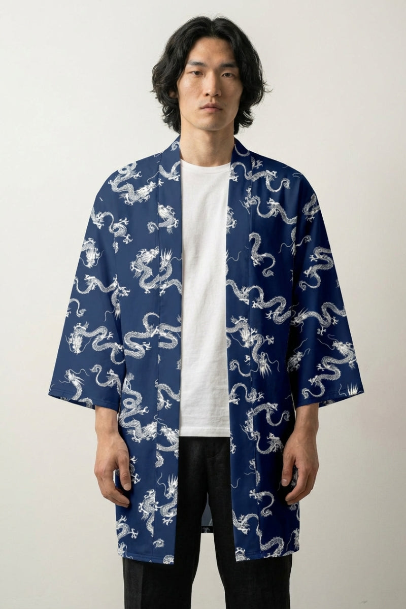 Japanese-style indigo happi coat