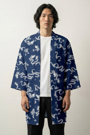 Japanese-style indigo happi coat