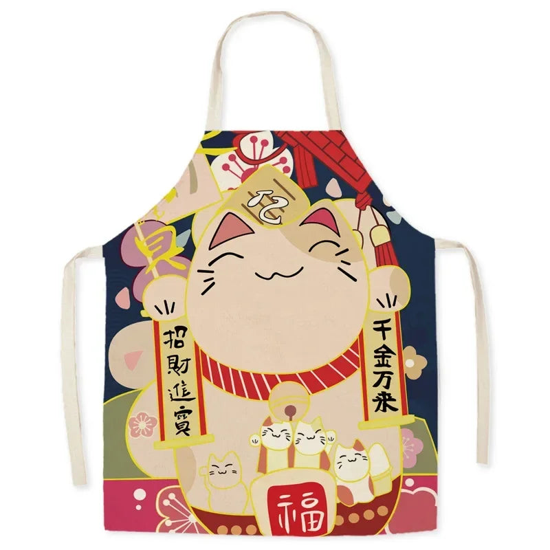 Japanese Apron – Lucky Cat Design Kitchen Apron Multiple Sizes