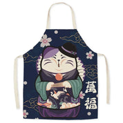Japanese Apron – Lucky Cat Design Kitchen Apron Multiple Sizes