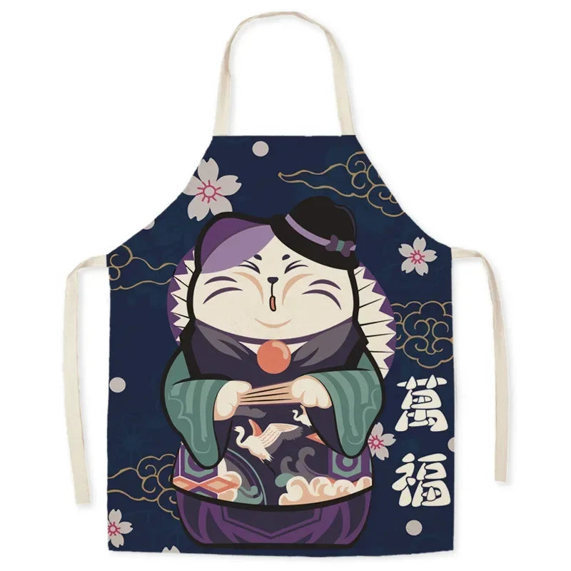Japanese Apron – Lucky Cat Design Kitchen Apron Multiple Sizes