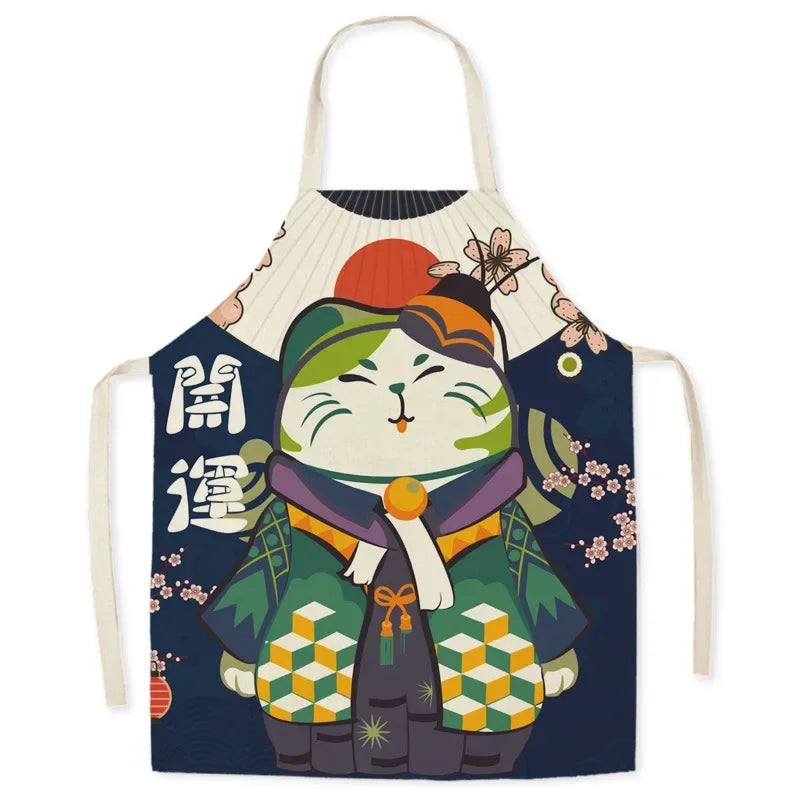 Japanese Apron – Lucky Cat Design Kitchen Apron Multiple Sizes