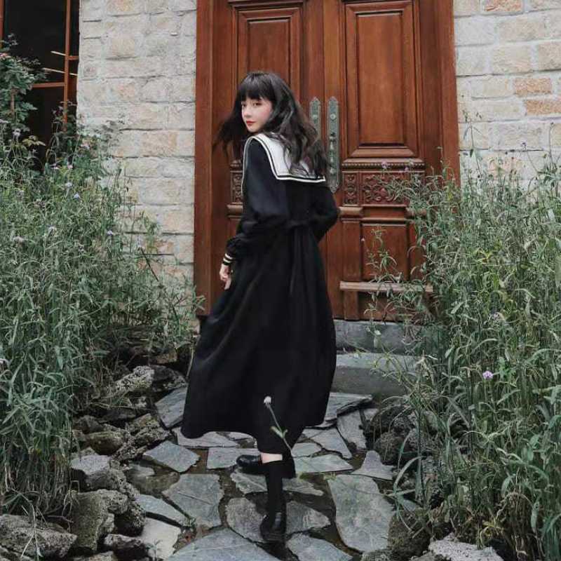 Japanese Black Dress 'Sashiko'