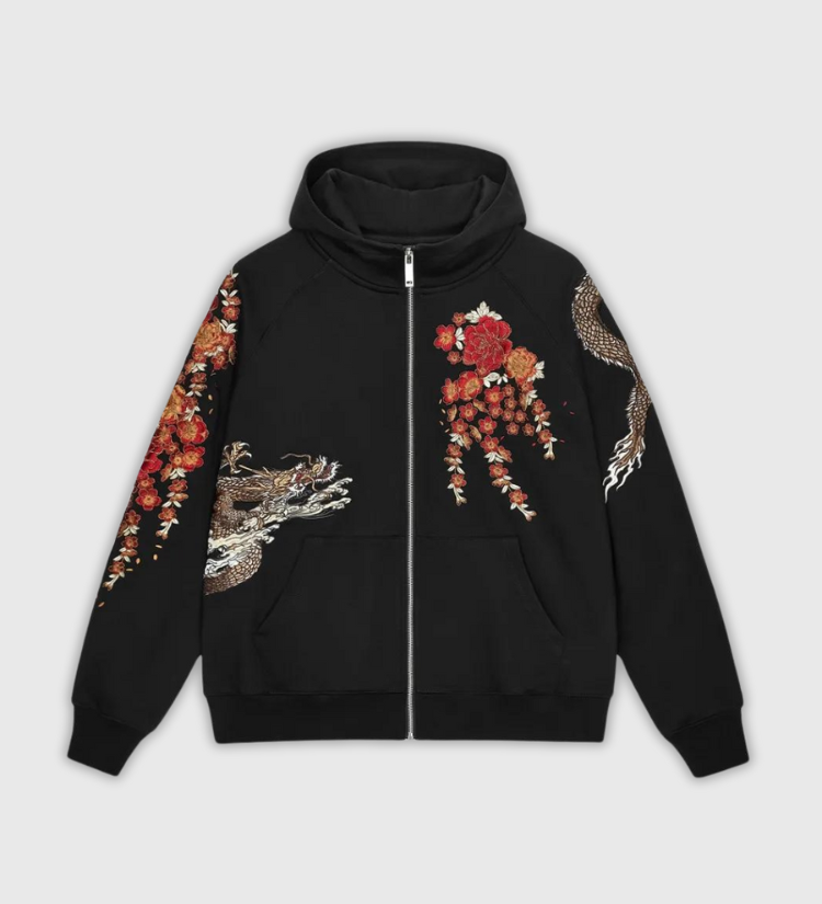 You will find on this Japanese&nbsp;blossom hoodie a symbol of peace and several birds on Sakura