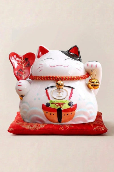 Japanese Cat Money Box 'Maple Leaf'