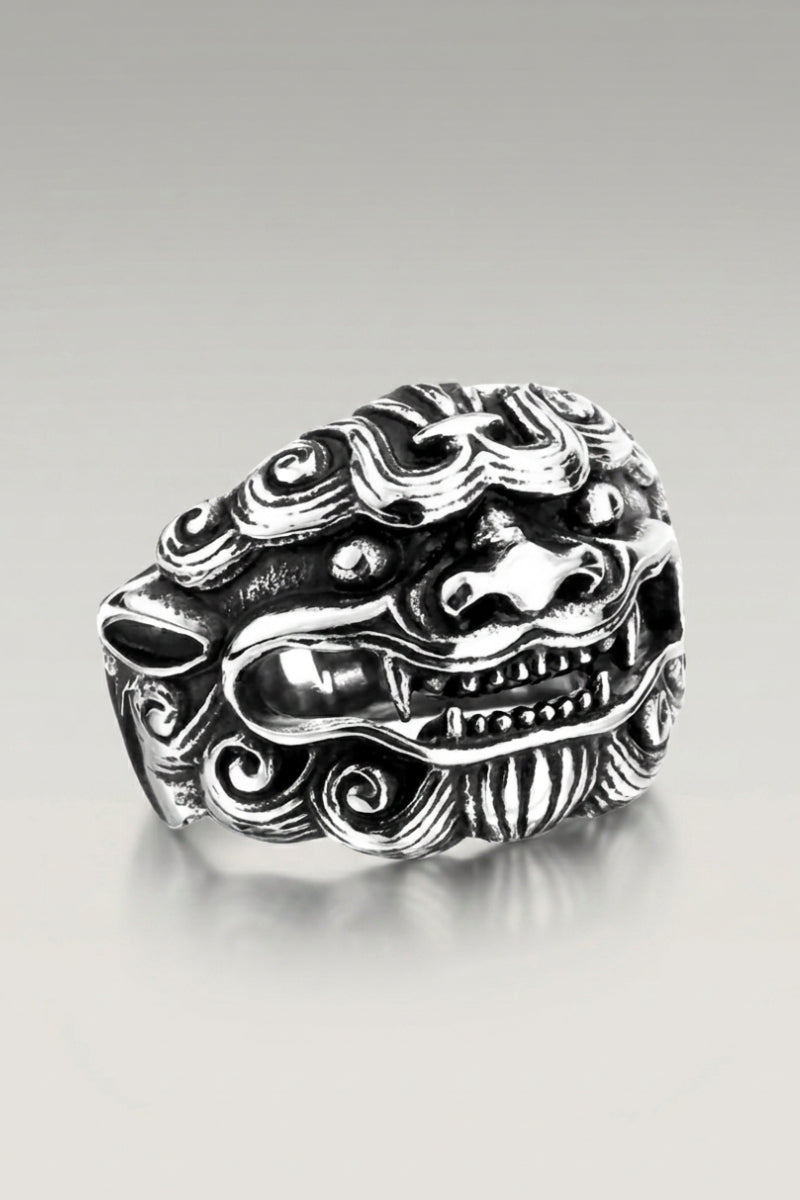Japanese Demon Ring 'Sypical' — Japanese silver ring, a snarling Japanese dragon head crest
