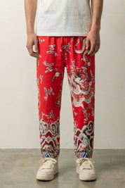 Japanese Dragon Pants 'Ryūjin' — Japanese pants with an all-over dragon and wave print