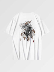 Japanese dragon t-shirt representing Ghidorah with utopian design