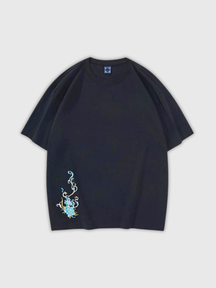 Japanese Embroidery T-Shirt 'Matsuba'