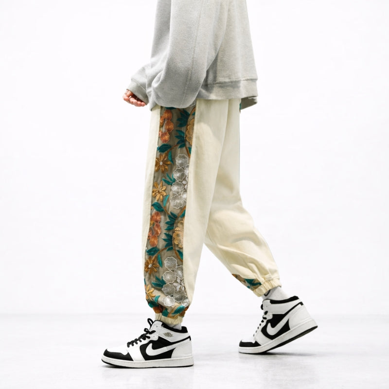 Japanese Floral Pants 'Sakura' – Relaxed Wide Leg Fit with Japanese Patterns