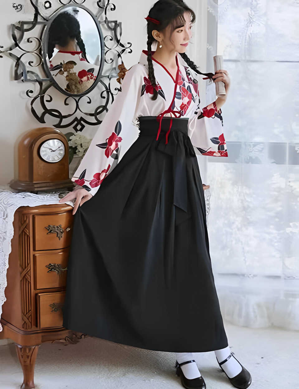 Japanese dress for girl in a purple orchid color