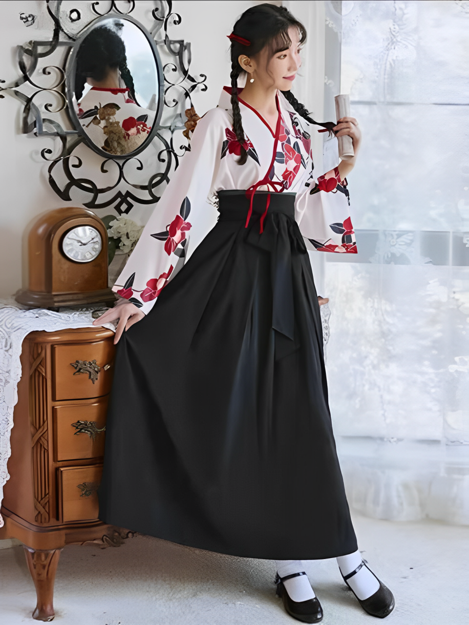 Japanese dress for girl in a purple orchid color