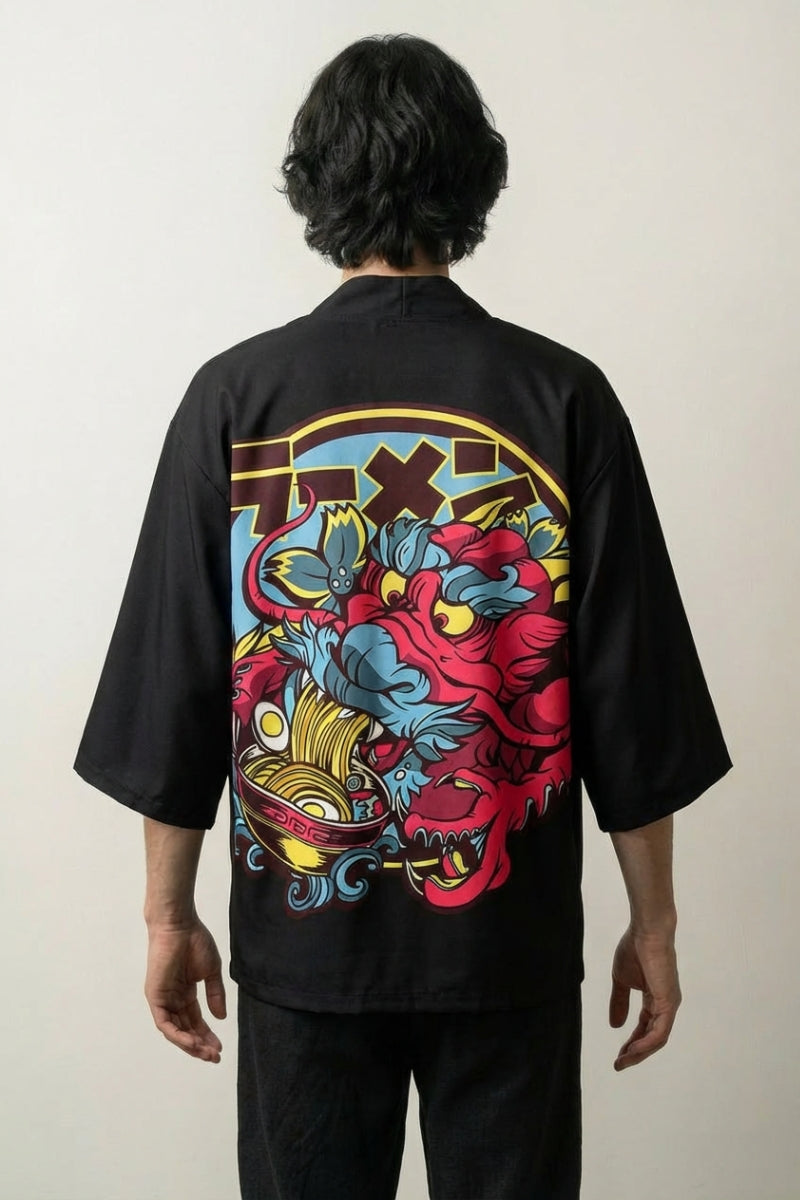 Back view of haori with dragon print