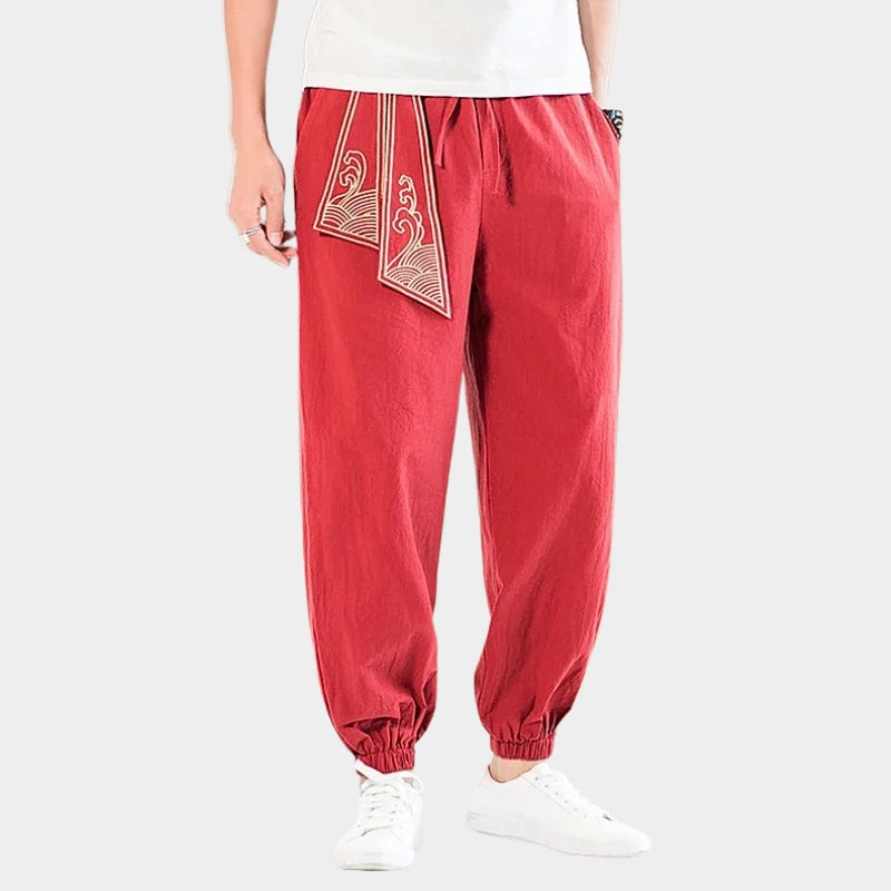 Japanese Harem Pants 'Raijin' – Relaxed Fit Dragon Embroidery Joggers for Everyday Style