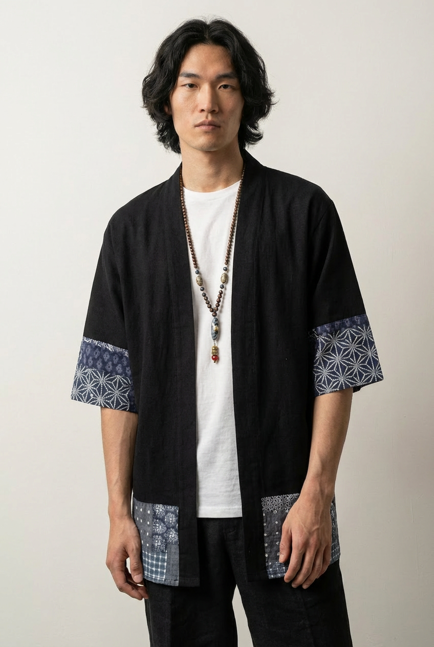 Japanese-style kimono jacket for men
