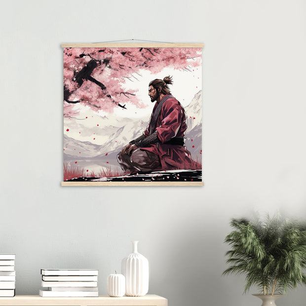 Meditate like a samurai under a sakura with this Japanese painting