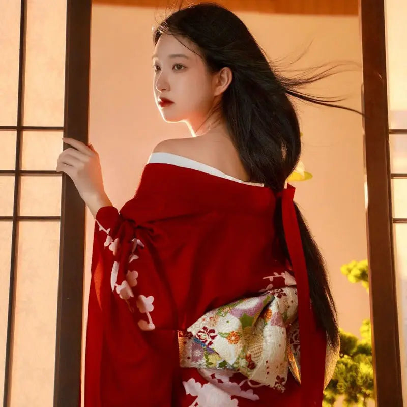 Red Japanese Dress 'Hanaé'