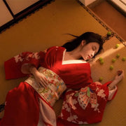 Red Japanese Dress 'Hanaé'
