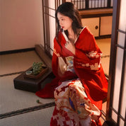 Beautiful red Japanese dress with vintage effect