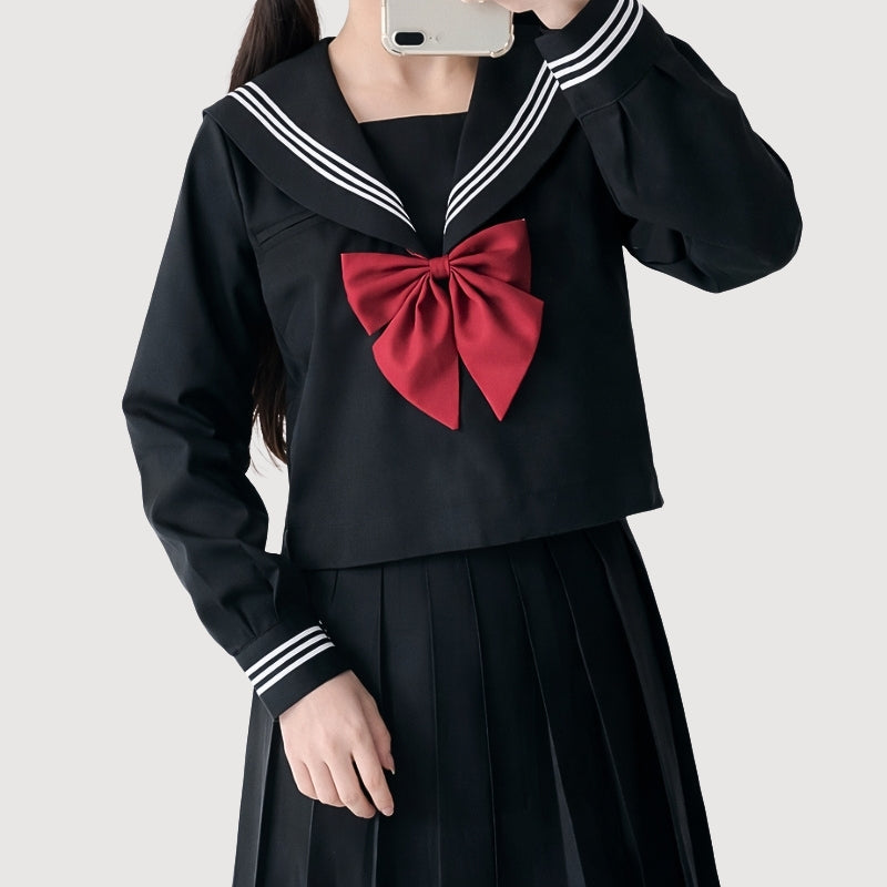 Japanese School Uniform 'Black Sailor' – Classic Black Sailor Set