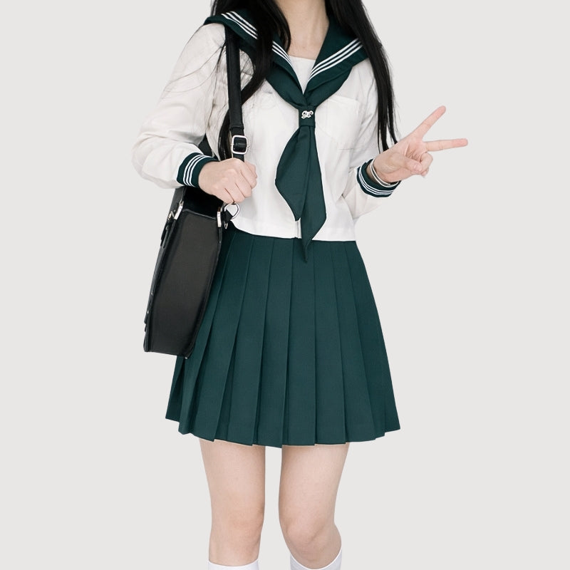 Japanese School Uniform “Green Sailor” – Classic Green Sailor Set