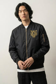 Japanese Sukajan Jacket 'Kurogane' — reversible sukajan, gold tiger and white tiger face