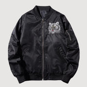 Japanese Sukajan Jacket 'Kurogane' — reversible sukajan, gold tiger and white tiger face