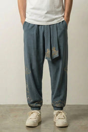 Japanese Tobi Pants 'Kumo' — Japanese tobi pants with a golden cloud print