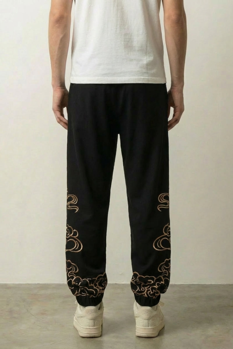 Japanese Tobi Pants 'Kumo' — Japanese tobi pants with a golden cloud print
