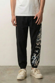 Japanese Wide Leg Pants 'Akira' — Japanese wide-leg pants with a printed dragon side panel