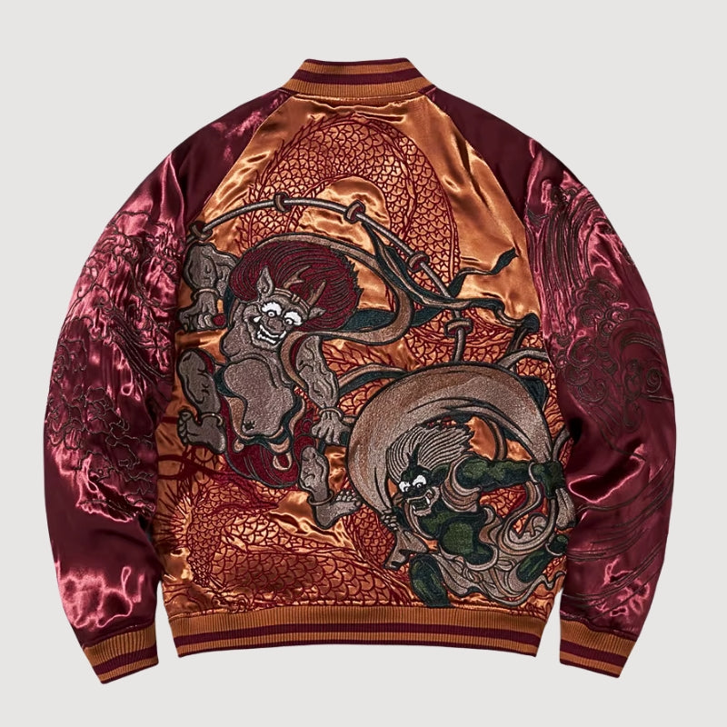 Japanese Yokai Sukajan 'Fujin Raijin'