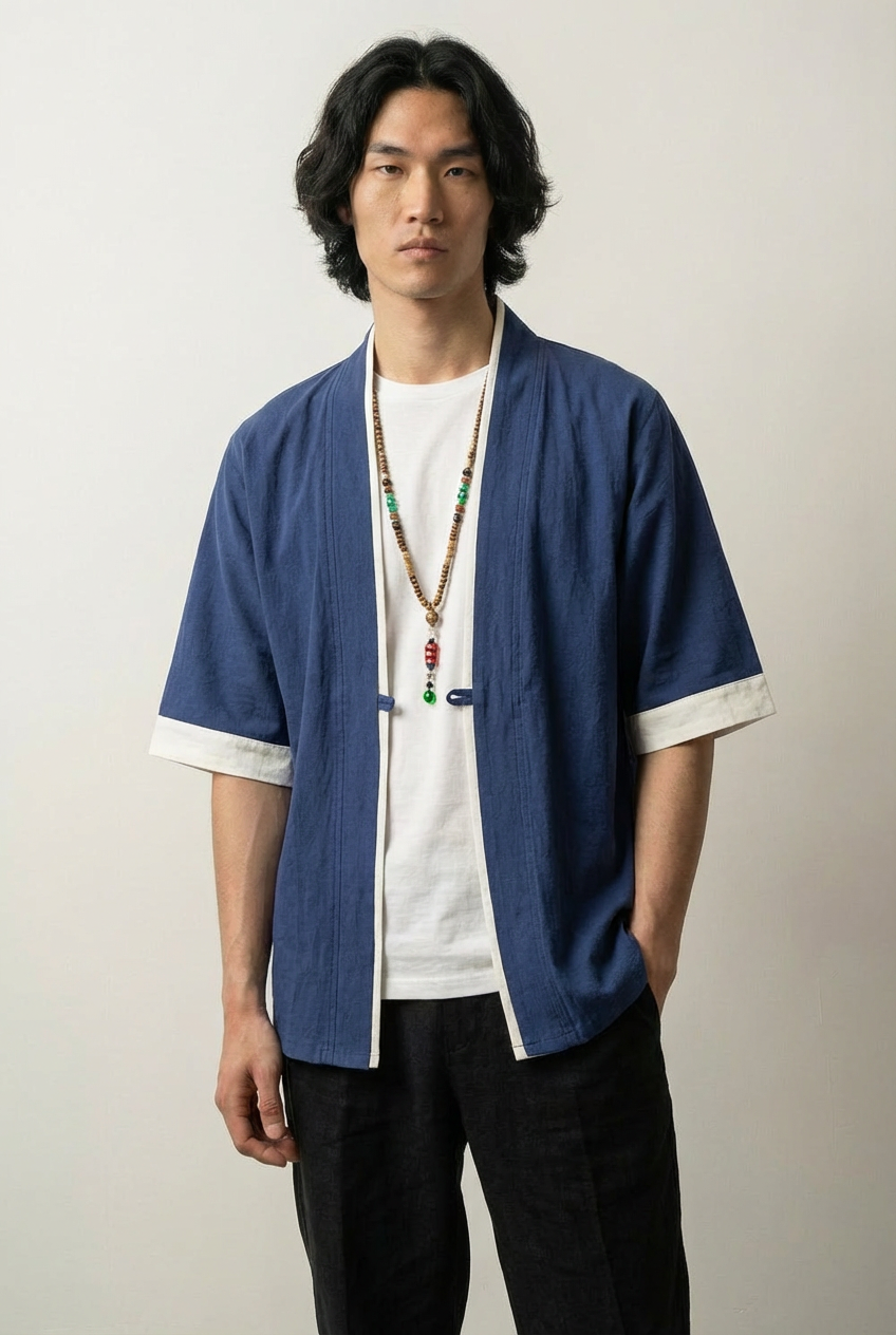 Uomo Giapponese Kimono Giacca Cardigan Loose Retrò Casual Cappotto Uomo Giapponese Kimono Giacca Cardigan Loose Retrò Casual Cappotto