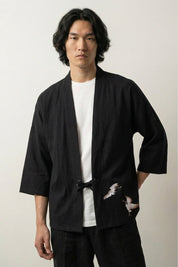 Kimono Mens Fashion 'Kogino' — The kimono cardigan that says everything with one small crane