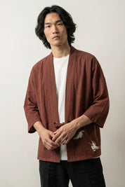 Kimono Mens Fashion 'Kogino' — open front haori layer (4)