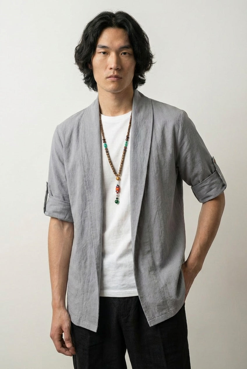 Detail view of kimono for men - Kimono Suit Jacket Mens Shigeru