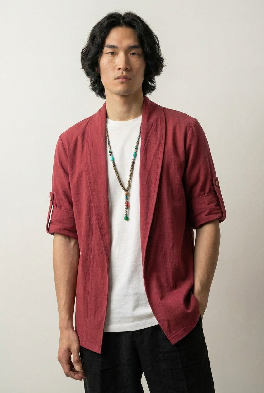 Close-up of kimono for men fabric and craftsmanship