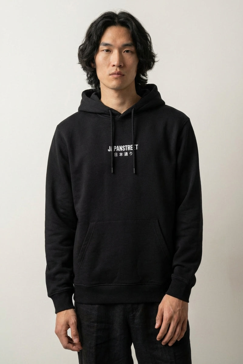 Back view of japanese hoodie with Kitsune motif