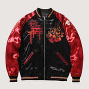 Kitsune Sukajan Jacket 'Akuma no Hana' – Japanese Fox Spirit Embroidered Bomber Jacket