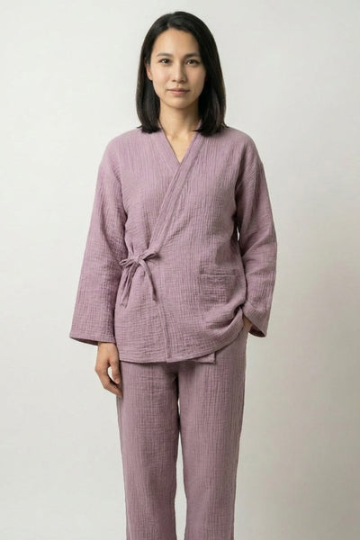 Lavender Gauze Japanese Pajama Set 'Kasumi'