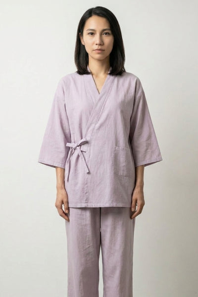 Lavender Japanese Pajama Set 'Fujikiri'