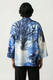 Lightweight kimono 'Kaito Edition' — The lightweight kimono where a dragon swims in blue ink