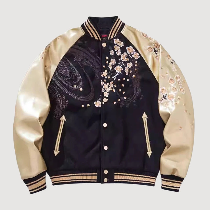 Lion Sukajan Jacket 'Kogane no Ikari' – Japanese Embroidered Jacket with Golden Lion Design