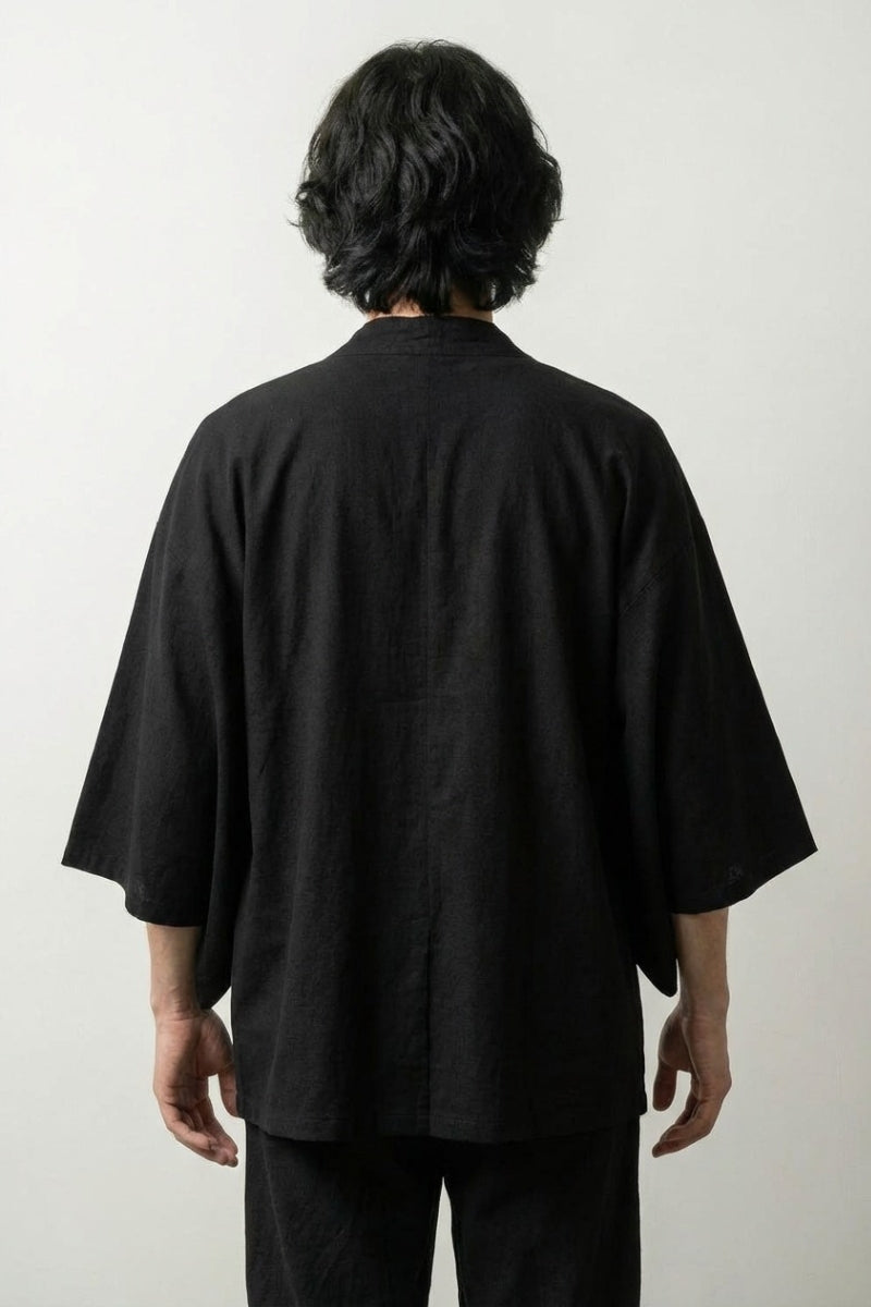 Long Kimono Jacket 'Takeo' — open front haori layer (4)