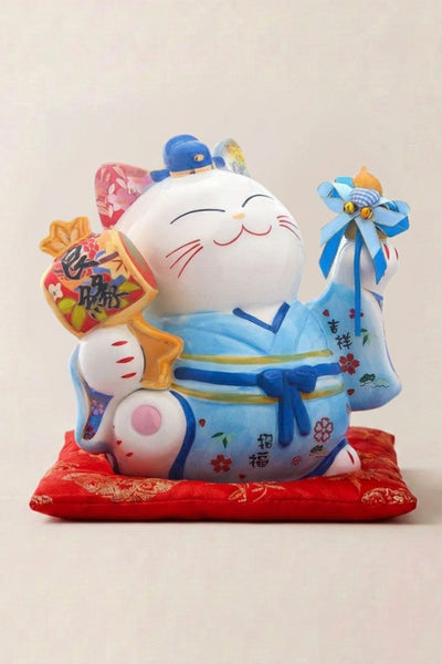Maneki Neko Money Box 'Blue Fortune'