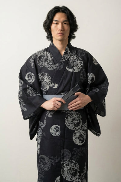 Men's Black Yukata 'Tsukinami'