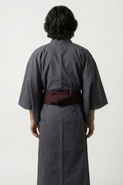 Men's Kimono Robe 'Mujiiro' — plain grey-blue men's kimono robe, subtle texture
