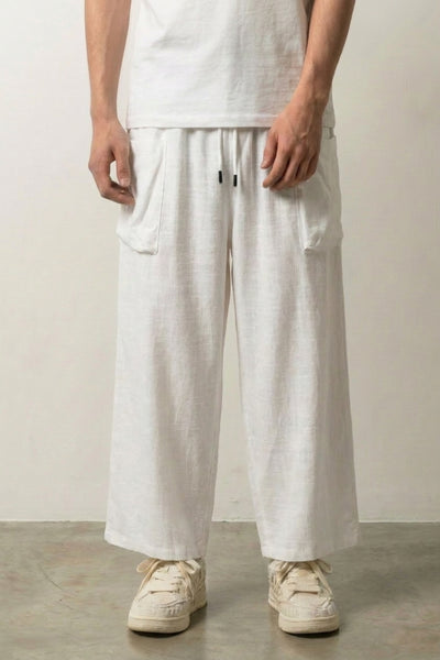 Men's White Wide-Leg Hakama Pants 'Shinshiro'