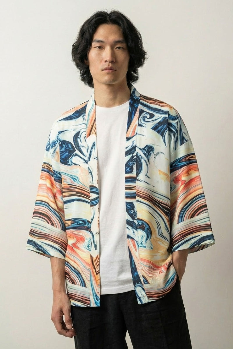 Japanese-style kimono jacket for men